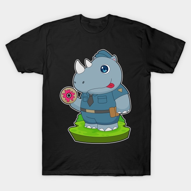 Rhino Cop Donut Police T-Shirt by Markus Schnabel